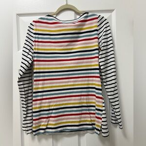 Boden Breton Long Sleeve Top with Rainbow Striped Back